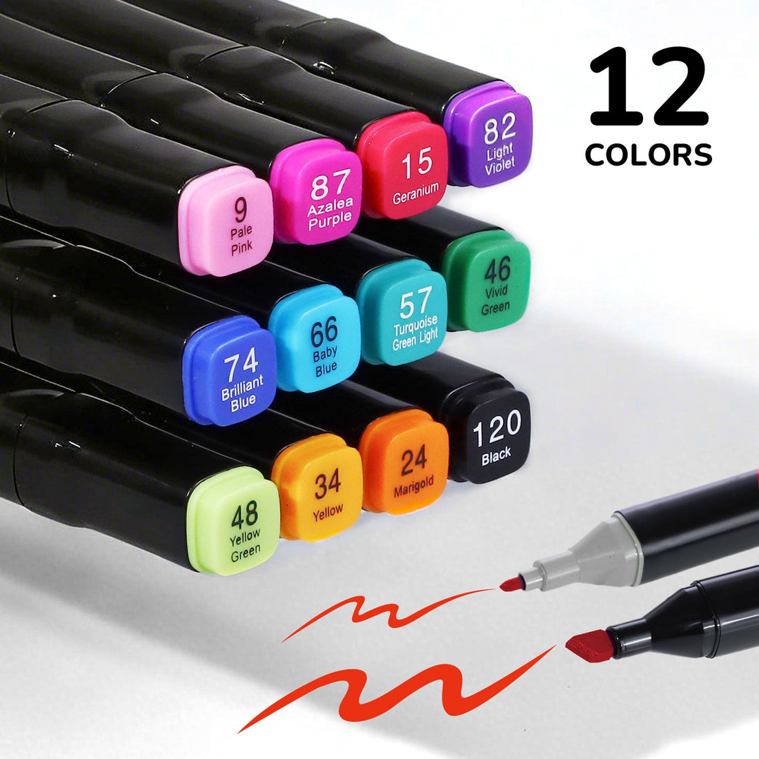 Winsons 12/24/36/48/60/100/262 Colors Dual Tip Alcohol Markers Set for Airbrush Marker Replacement