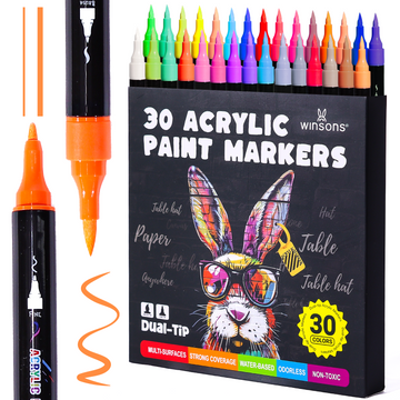 Winsons Dual Nib Waterproof Acrylic Pen for 30 / 60 Colors