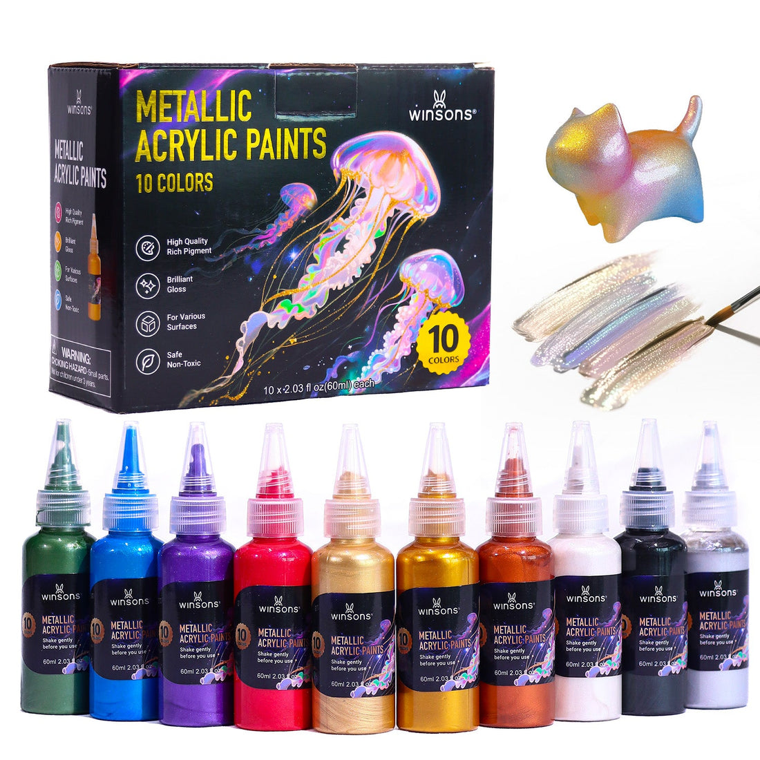 10 Colors Pro Acrylic Metallic Set