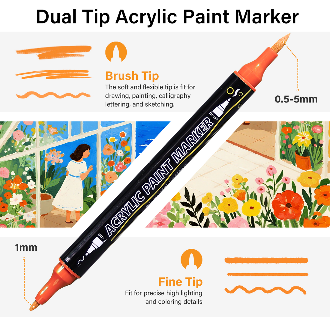  Winsons 60 Colors Dual-Tip Acrylic Markers Set with Convenient Carry Handle