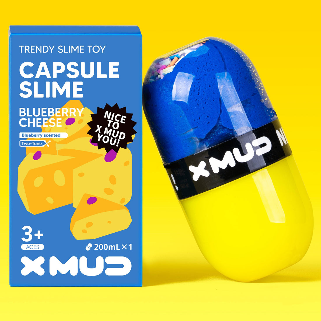 X MUD Two-Tone Blueberry Cheese Capsule Slime