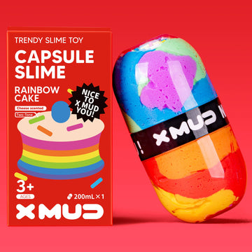 X MUD Two-Tone Rainbow Cake Capsule Slime
