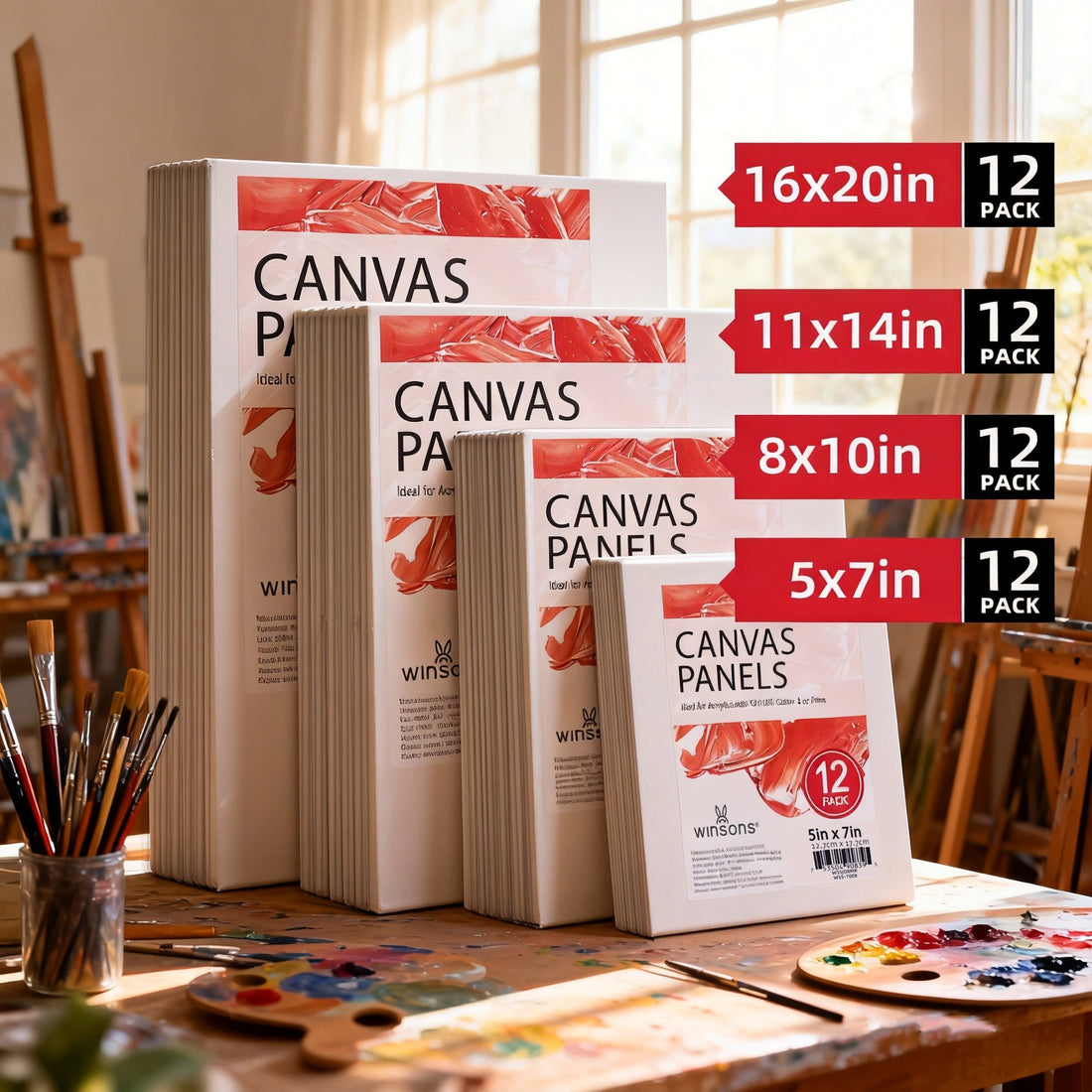 5x7 Inch Stretched Canvas Panel - Professional White Cotton