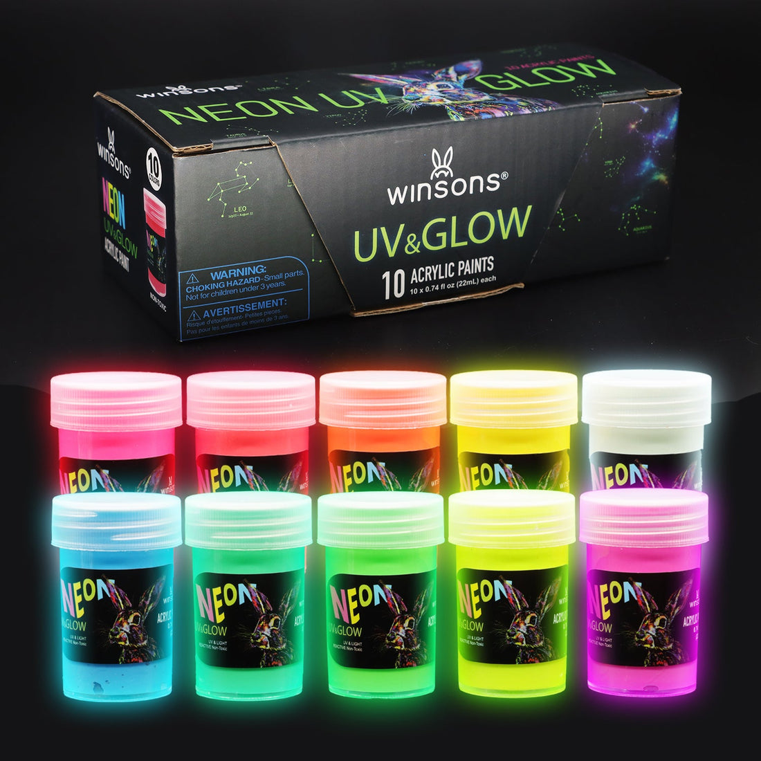 WINSONS Neon Uv & Glow 10 Acrylic Paints